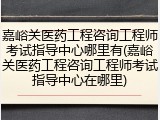 嘉峪关医药工程咨询工程师考试指导中心哪里有(嘉峪关医药工程咨询工程师考试指导中心在哪里)