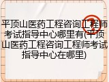 平顶山医药工程咨询工程师考试指导中心哪里有(平顶山医药工程咨询工程师考试指导中心在哪里)