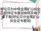 呼伦贝尔中级金属矿山安全工程师证书查询官网及电子版下载(呼伦贝尔金属矿山安全证书查询)