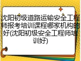 沈阳初级道路运输安全工程师报考培训课程哪家机构的好(沈阳初级安全工程师培训好)