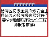 杨浦区初级金属冶炼安全工程师怎么报考哪家最好有何要求(杨浦区初级安全工程师报考推荐)