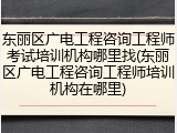 东丽区广电工程咨询工程师考试培训机构哪里找(东丽区广电工程咨询工程师培训机构在哪里)