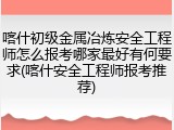 喀什初级金属冶炼安全工程师怎么报考哪家最好有何要求(喀什安全工程师报考推荐)