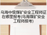 乌海中级煤矿安全工程师证在哪里报考(乌海煤矿安全工程师报考)