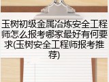 玉树初级金属冶炼安全工程师怎么报考哪家最好有何要求(玉树安全工程师报考推荐)