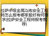 拉萨中级金属冶炼安全工程师怎么报考哪家最好有何要求(拉萨安全工程师报考推荐)