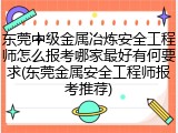 东莞中级金属冶炼安全工程师怎么报考哪家最好有何要求(东莞金属安全工程师报考推荐)