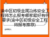 渝中区初级金属冶炼安全工程师怎么报考哪家最好有何要求(渝中区初级安全工程师报考推荐)