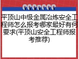 平顶山中级金属冶炼安全工程师怎么报考哪家最好有何要求(平顶山安全工程师报考推荐)