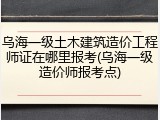 乌海一级土木建筑造价工程师证在哪里报考(乌海一级造价师报考点)