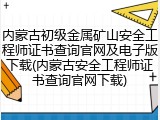 内蒙古初级金属矿山安全工程师证书查询官网及电子版下载(内蒙古安全工程师证书查询官网下载)