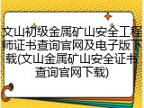文山初级金属矿山安全工程师证书查询官网及电子版下载(文山金属矿山安全证书查询官网下载)