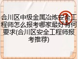 合川区中级金属冶炼安全工程师怎么报考哪家最好有何要求(合川区安全工程师报考推荐)