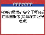 乌海初级煤矿安全工程师证在哪里报考(乌海煤安证报考点)