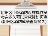 朝阳区中级消防设施操作员考完多久可以查成绩如何查(朝阳区消防成绩查询多久)