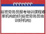 哈密劳务员报考培训课程哪家机构的好(哈密劳务员培训好机构)