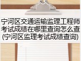 宁河区交通运输监理工程师考试成绩在哪里查询怎么查(宁河区监理考试成绩查询)