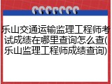 乐山交通运输监理工程师考试成绩在哪里查询怎么查(乐山监理工程师成绩查询)