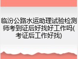 临汾公路水运助理试验检测师考到证后好找好工作吗(考证后工作好找)
