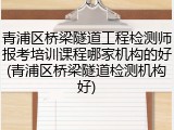 青浦区桥梁隧道工程检测师报考培训课程哪家机构的好(青浦区桥梁隧道检测机构好)