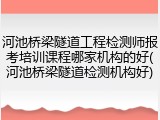 河池桥梁隧道工程检测师报考培训课程哪家机构的好(河池桥梁隧道检测机构好)