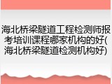 海北桥梁隧道工程检测师报考培训课程哪家机构的好(海北桥梁隧道检测机构好)