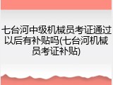 七台河中级机械员考证通过以后有补贴吗(七台河机械员考证补贴)