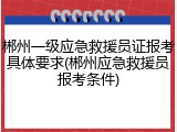 郴州一级应急救援员证报考具体要求(郴州应急救援员报考条件)