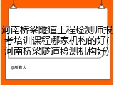 河南桥梁隧道工程检测师报考培训课程哪家机构的好(河南桥梁隧道检测机构好)