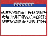 潍坊桥梁隧道工程检测师报考培训课程哪家机构的好(潍坊桥梁隧道检测机构好)