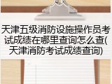 天津五级消防设施操作员考试成绩在哪里查询怎么查(天津消防考试成绩查询)