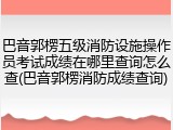 巴音郭楞五级消防设施操作员考试成绩在哪里查询怎么查(巴音郭楞消防成绩查询)