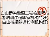 白山桥梁隧道工程检测师报考培训课程哪家机构的好(白山桥梁隧道检测机构好)
