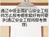 通辽中级金属矿山安全工程师怎么报考哪家最好有何要求(通辽安全工程师报考推荐)
