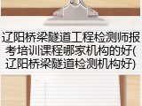 辽阳桥梁隧道工程检测师报考培训课程哪家机构的好(辽阳桥梁隧道检测机构好)