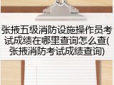 张掖五级消防设施操作员考试成绩在哪里查询怎么查(张掖消防考试成绩查询)