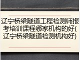 辽宁桥梁隧道工程检测师报考培训课程哪家机构的好(辽宁桥梁隧道检测机构好)