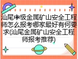汕尾中级金属矿山安全工程师怎么报考哪家最好有何要求(汕尾金属矿山安全工程师报考推荐)