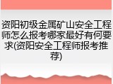 资阳初级金属矿山安全工程师怎么报考哪家最好有何要求(资阳安全工程师报考推荐)