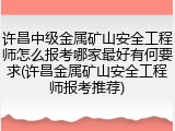 许昌中级金属矿山安全工程师怎么报考哪家最好有何要求(许昌金属矿山安全工程师报考推荐)