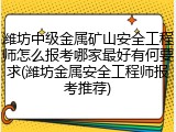 潍坊中级金属矿山安全工程师怎么报考哪家最好有何要求(潍坊金属安全工程师报考推荐)