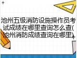 池州五级消防设施操作员考试成绩在哪里查询怎么查(池州消防成绩查询在哪里)