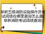 阜新五级消防设施操作员考试成绩在哪里查询怎么查(阜新消防考试成绩查询)