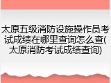 太原五级消防设施操作员考试成绩在哪里查询怎么查(太原消防考试成绩查询)