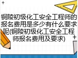 铜陵初级化工安全工程师的报名费用是多少有什么要求呢(铜陵初级化工安全工程师报名费用及要求)