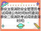 泰安二级消防安全管理员考试成绩公布时间如何查询(泰安二级消防考试成绩查询时间)