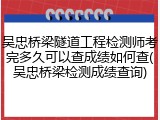吴忠桥梁隧道工程检测师考完多久可以查成绩如何查(吴忠桥梁检测成绩查询)