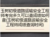 玉树初级道路运输安全工程师考完多久可以查成绩如何查(玉树初级道路运输安全工程师成绩查询时间)