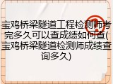 宝鸡桥梁隧道工程检测师考完多久可以查成绩如何查(宝鸡桥梁隧道检测师成绩查询多久)