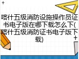 喀什五级消防设施操作员证书电子版在哪下载怎么下(喀什五级消防证书电子版下载)